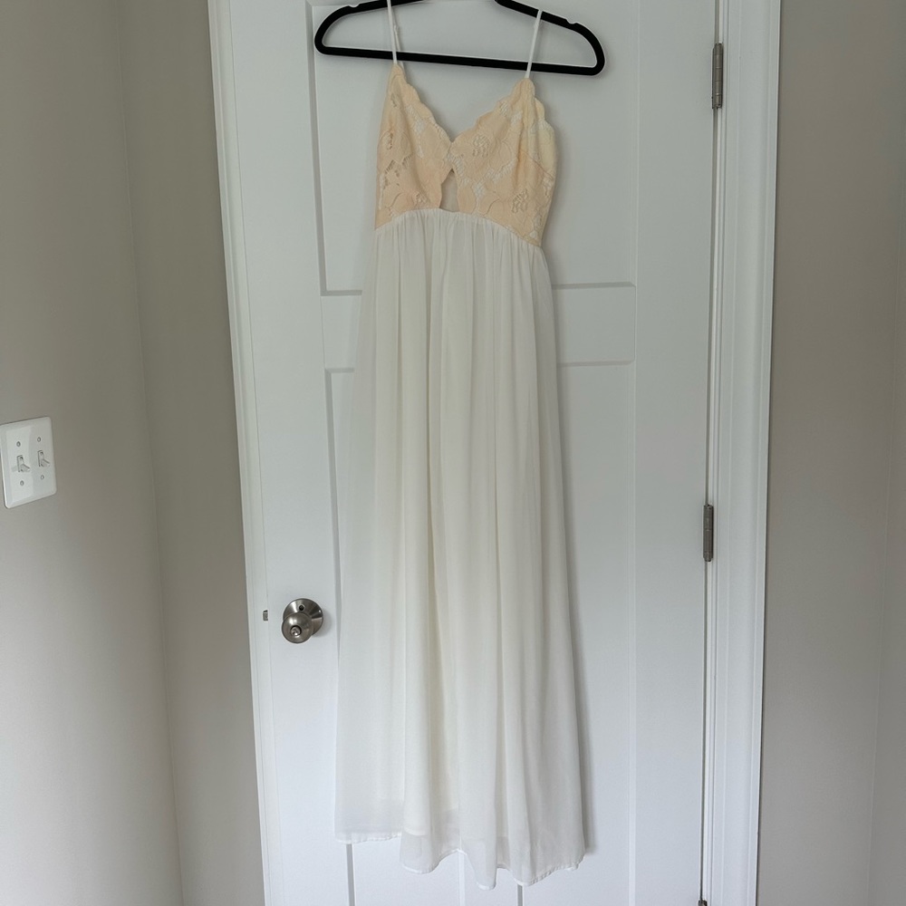 Lulus Peach Lace Maxi Dress